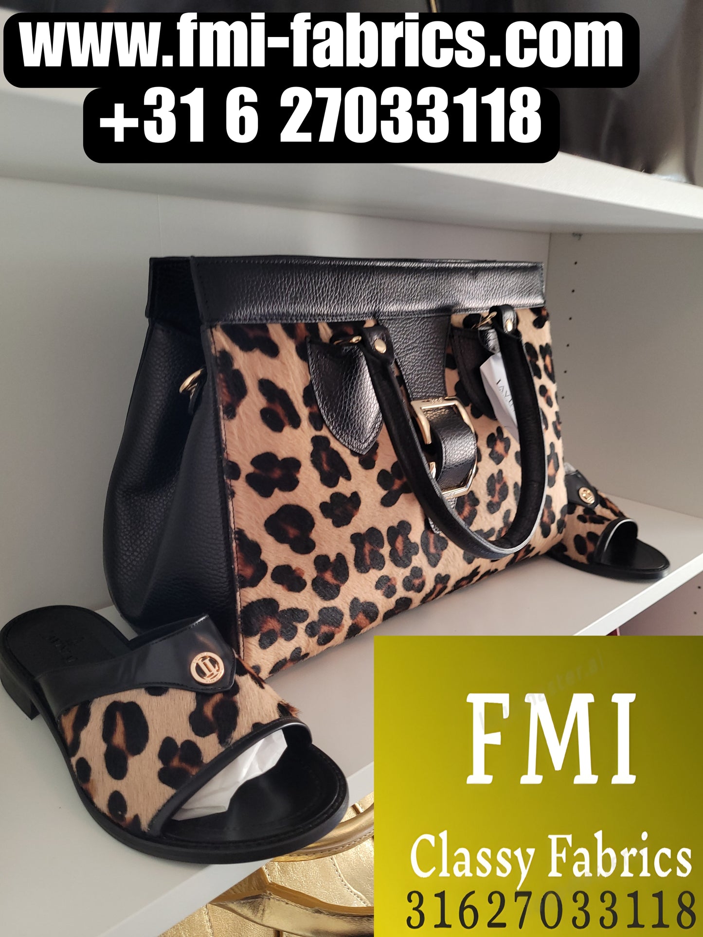 Luxury Designer Original Italian Bag and Slippers Set (Real Leather)