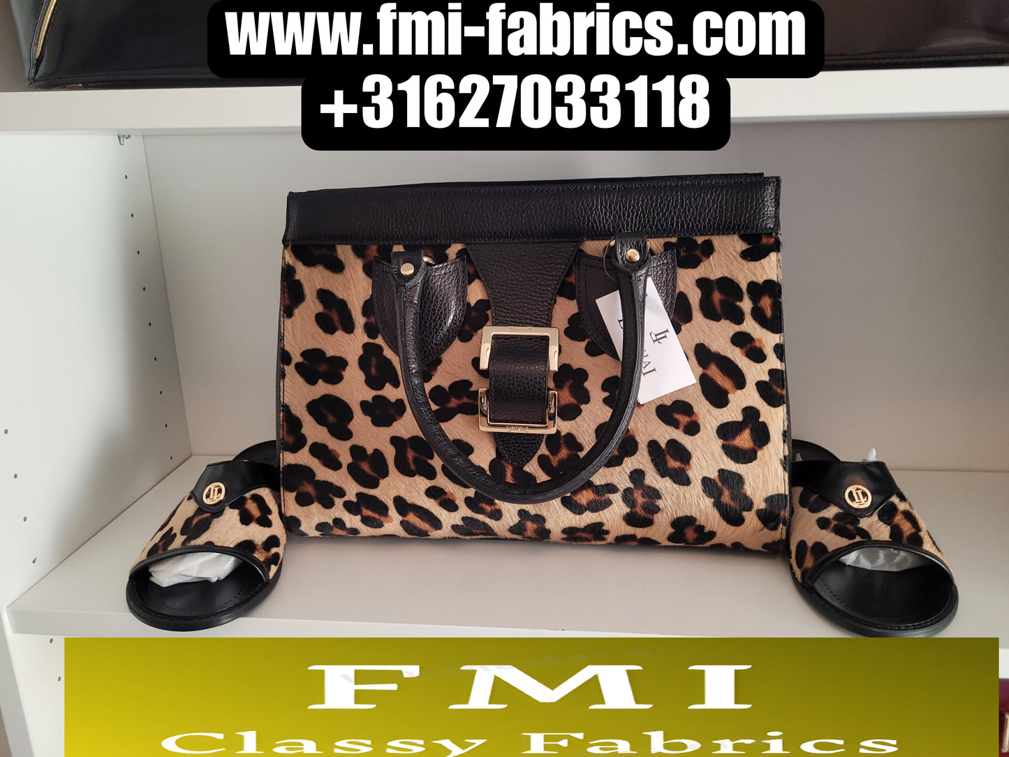 Luxury Designer Original Italian Bag and Slippers Set (Real Leather)